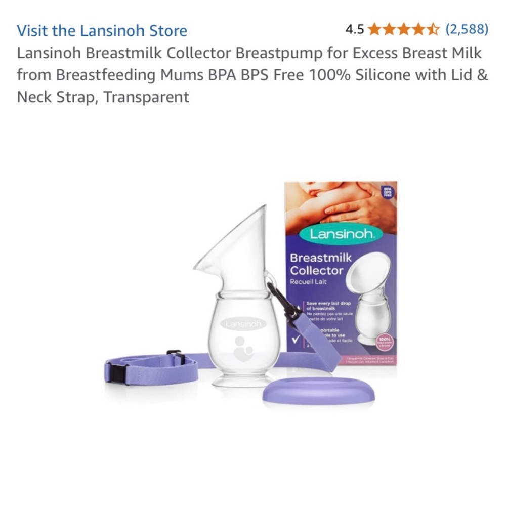 Lansinoh Breastmilk Collector with Purple Lid and Strap SEALED! NWT